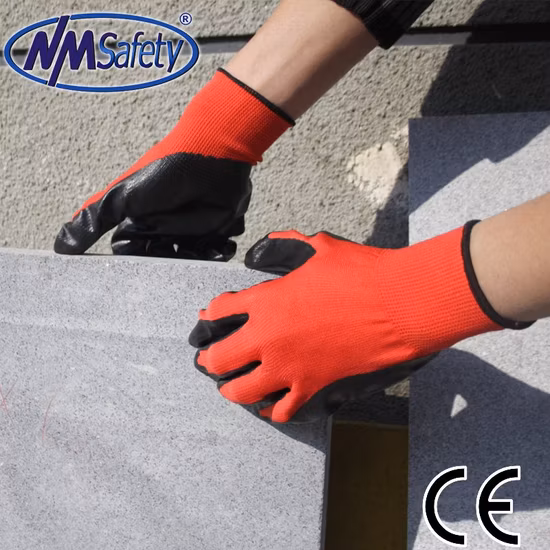 Guante que cultiva un huerto de las señoras revestidas de Nitirle del trazador de líneas rosado del poliéster de Nmsafety